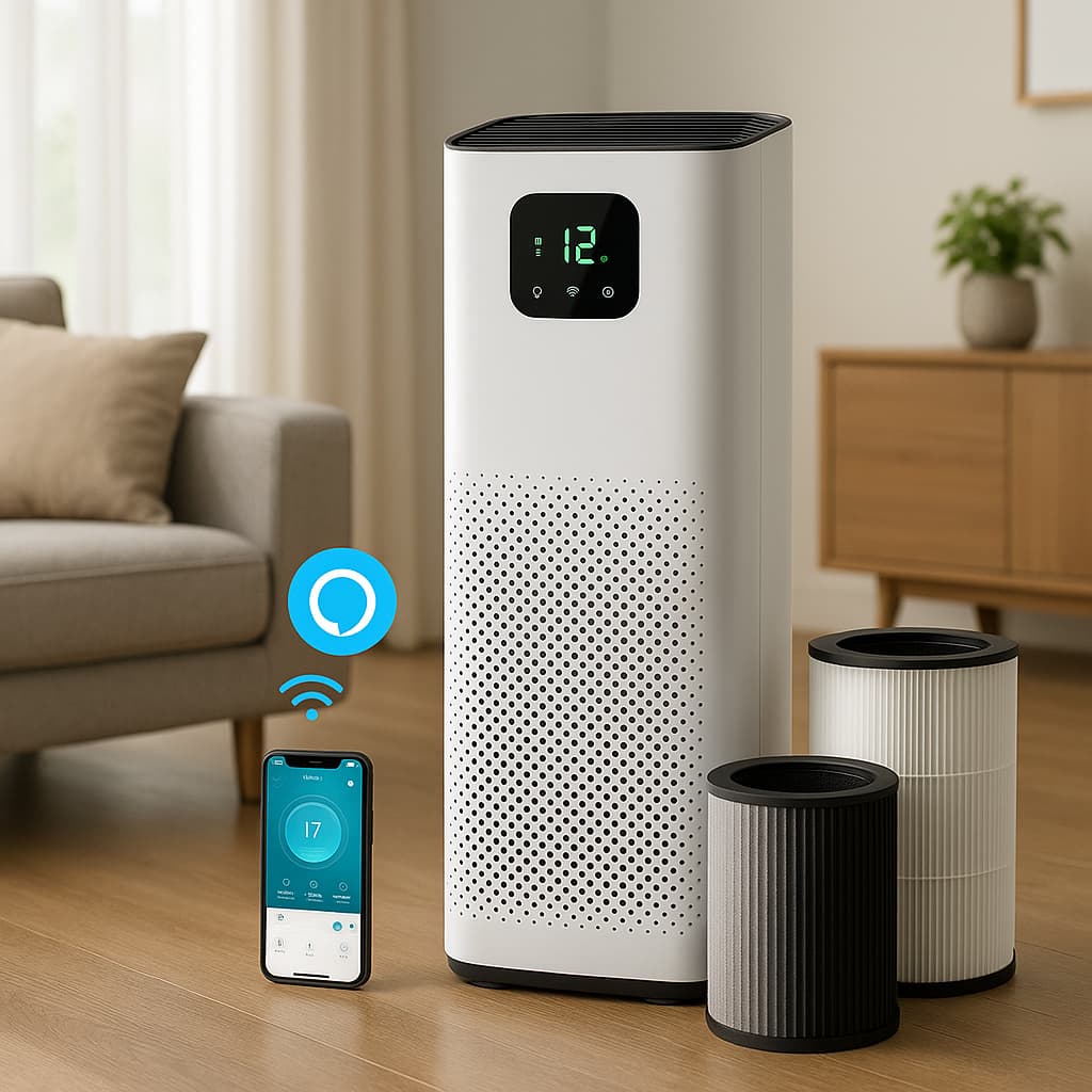 office air purifier in a clean workplace